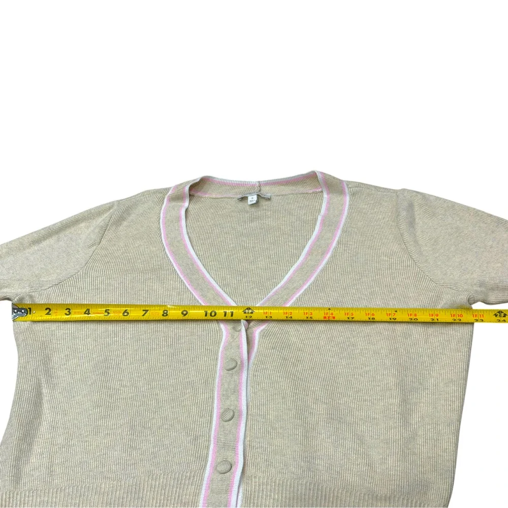 Crown & Ivy Oatmeal Pink Size S Soft Cozy Cardigan Sweater Light Academia Preppy